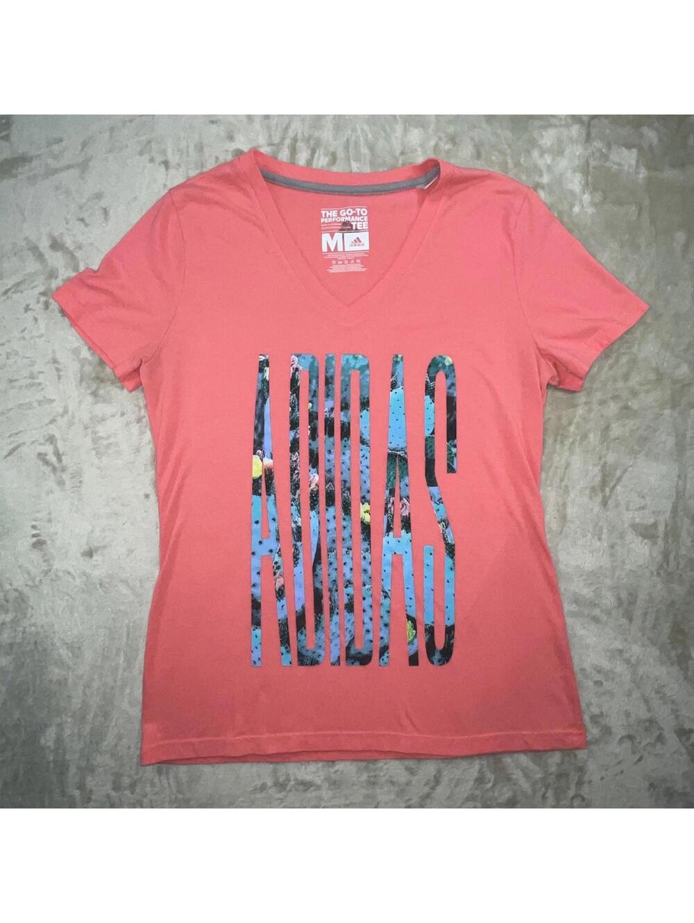 Adidas Go To Tee Shirt Womens Size SMALL V-Neck Pink Climalite Lightweight